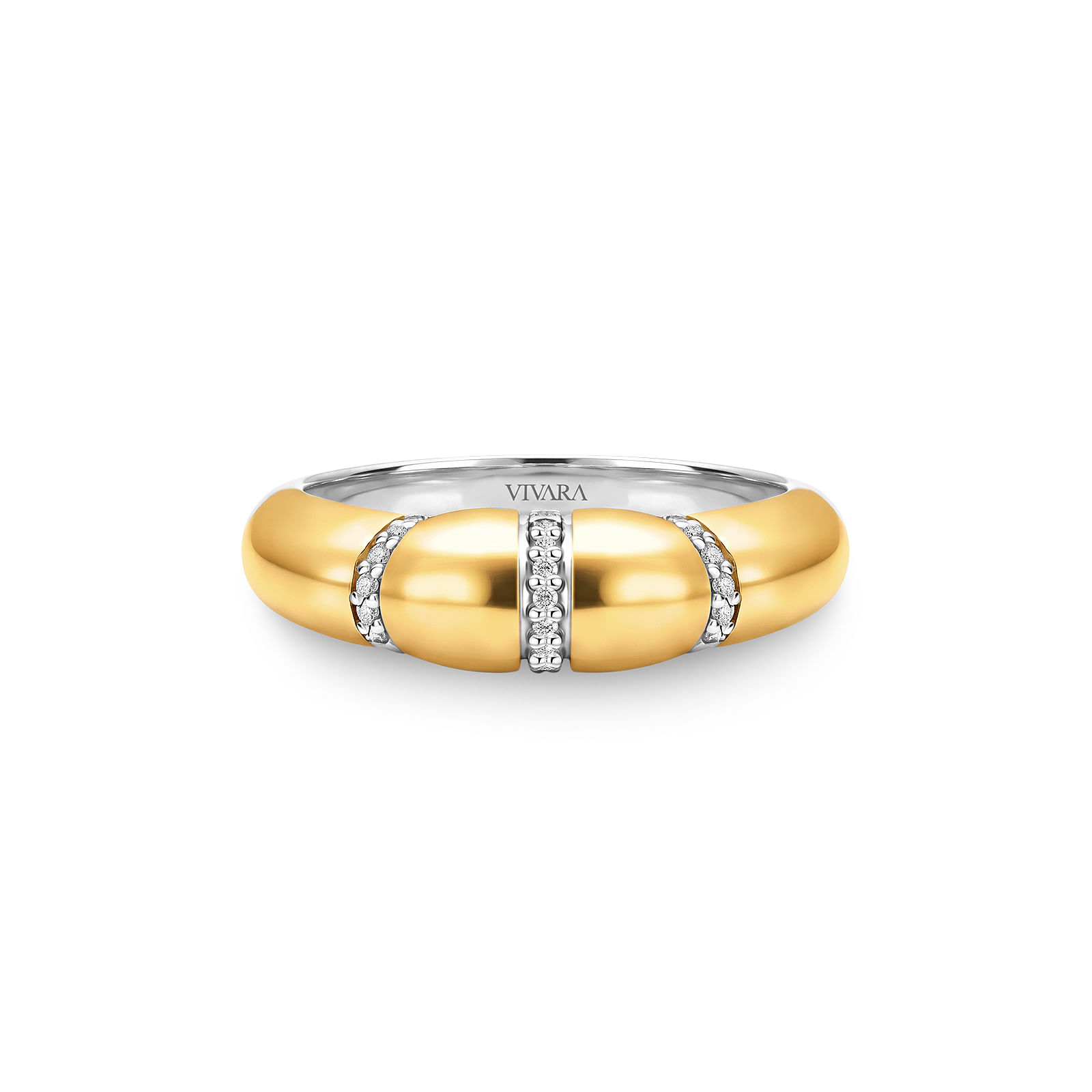 Anel Mykonos em Prata 925 e Ouro Amarelo 18k com Diamantes 0,09 ct