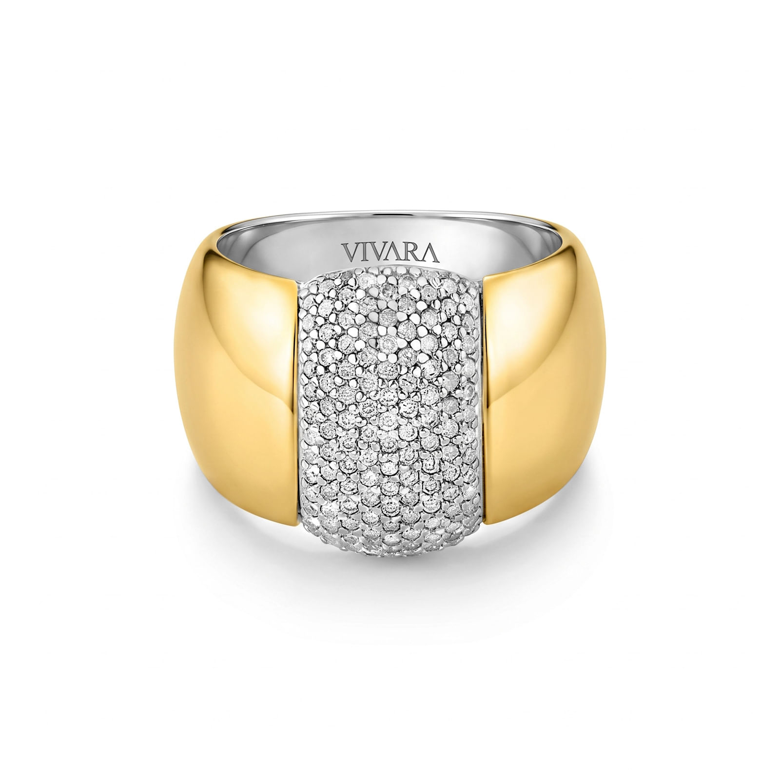 Anel Santorini em Prata 925 e Ouro Amarelo 18k com Diamantes 0,54 ct