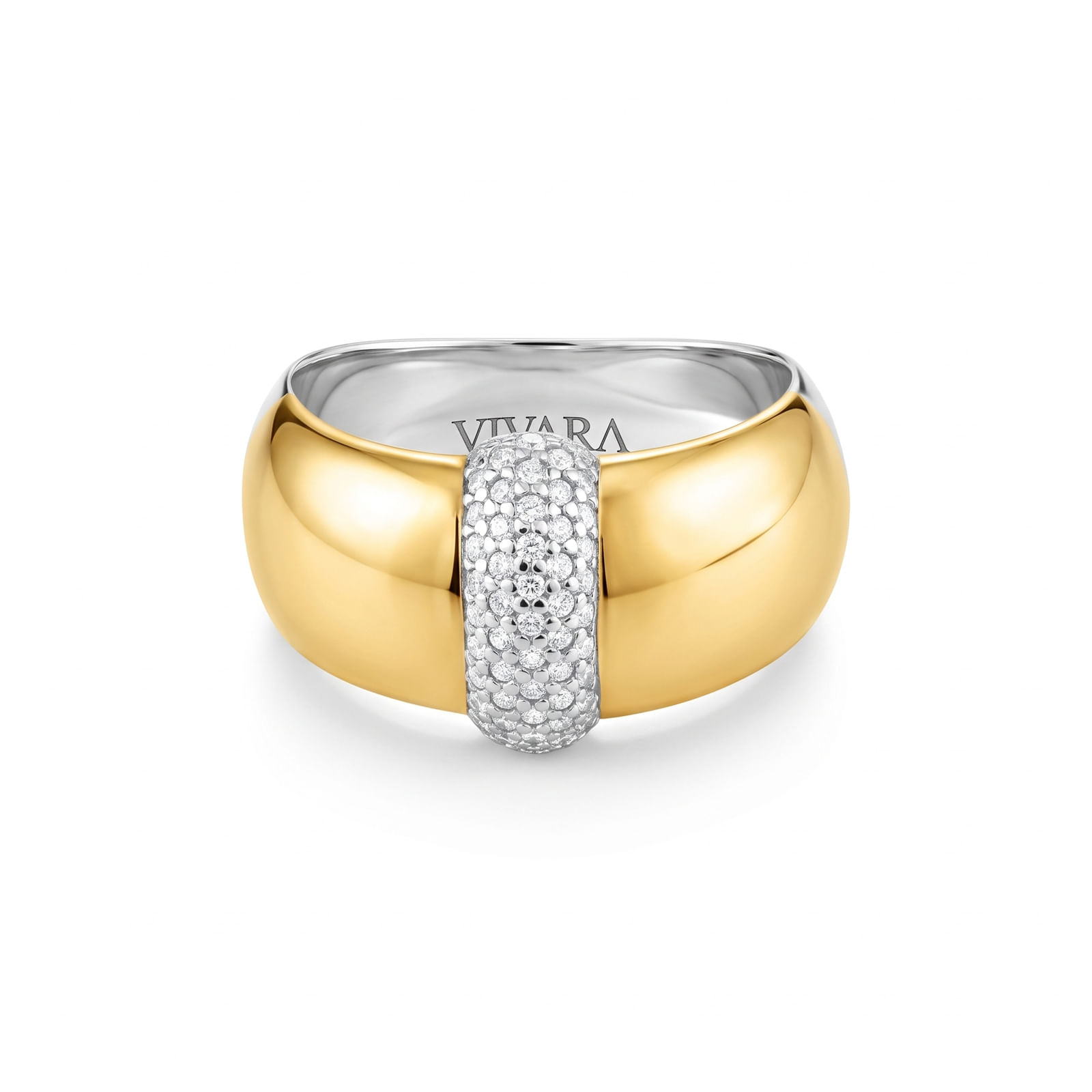 Anel Santorini em Prata 925 e Ouro Amarelo 18k com Diamantes 0,26 ct