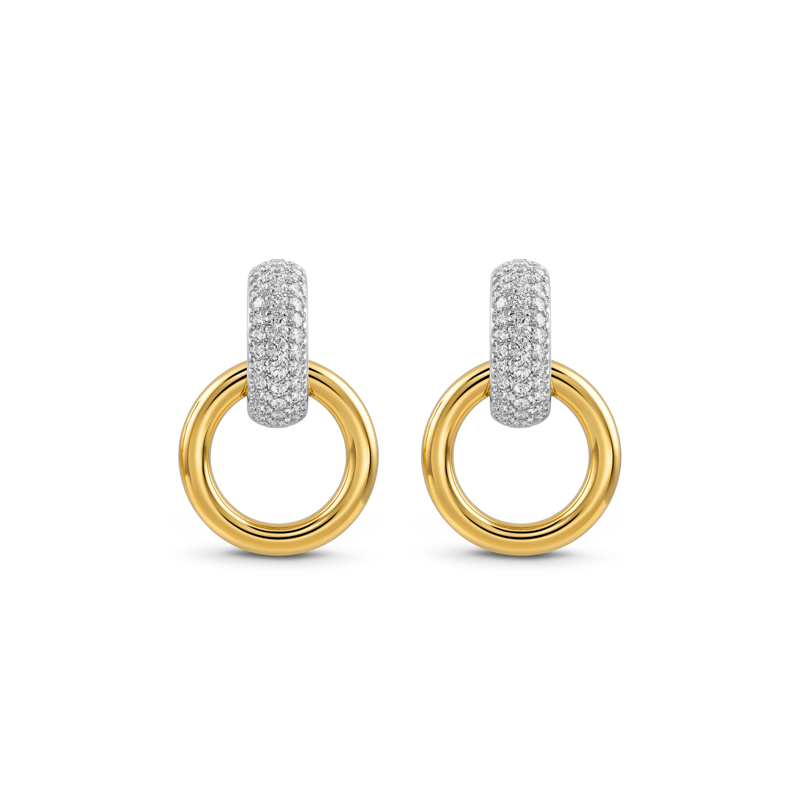 Brinco Santorini em Prata 925 com Ouro Amarelo 18k e Diamantes
