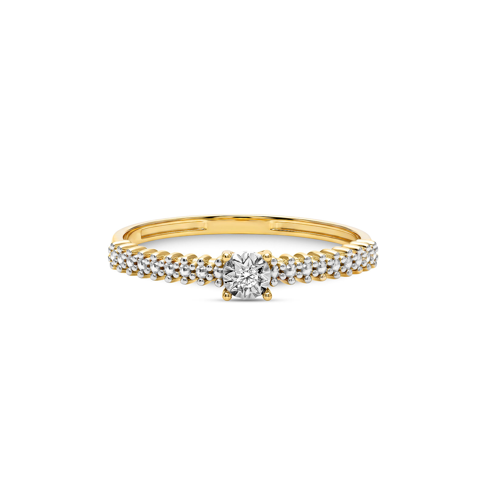 Anel Solitário Illusion em Ouro Amarelo 18k com Diamante de 0,015ct