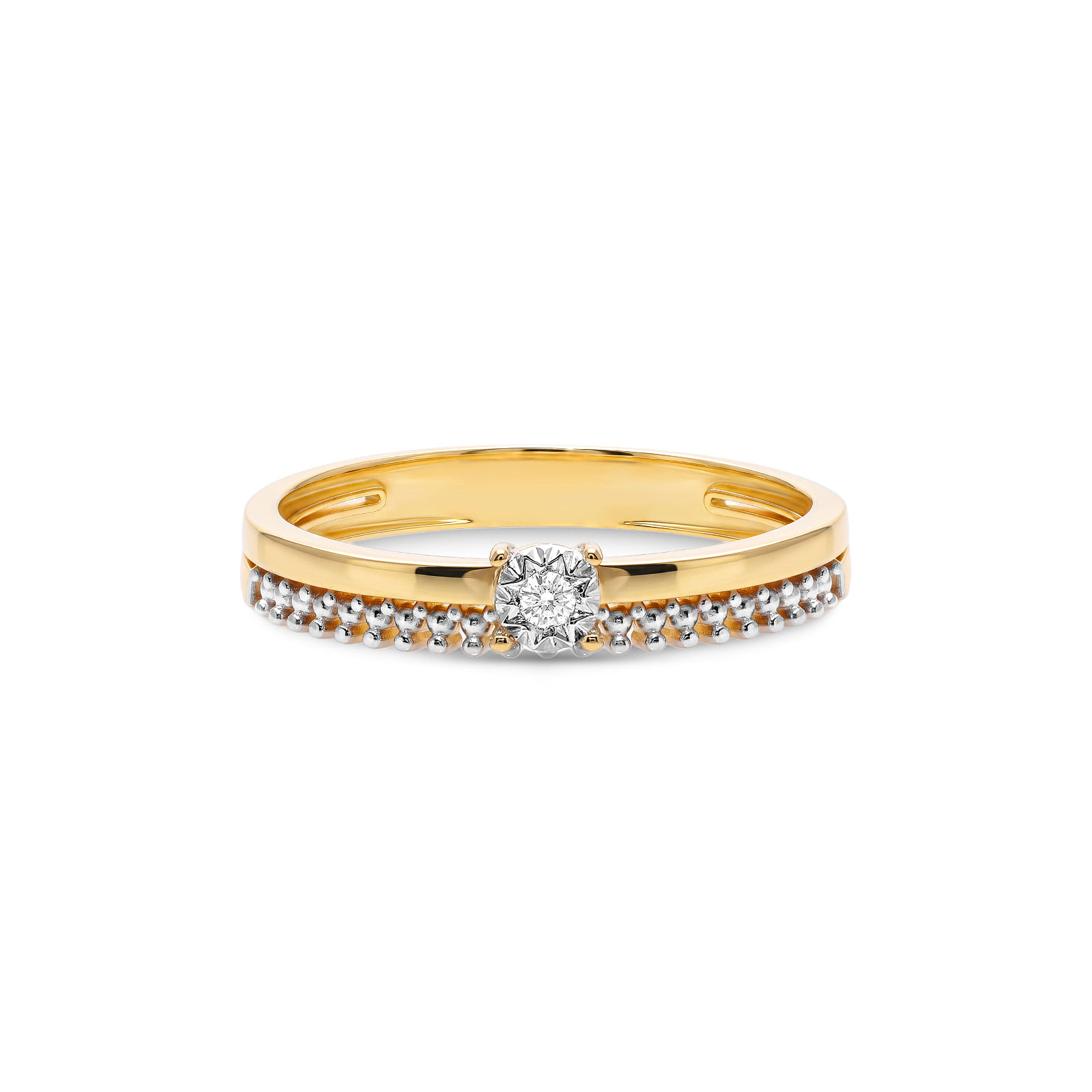 Anel Solitário Illusion em Ouro Amarelo 18k com Diamante de 0,020ct