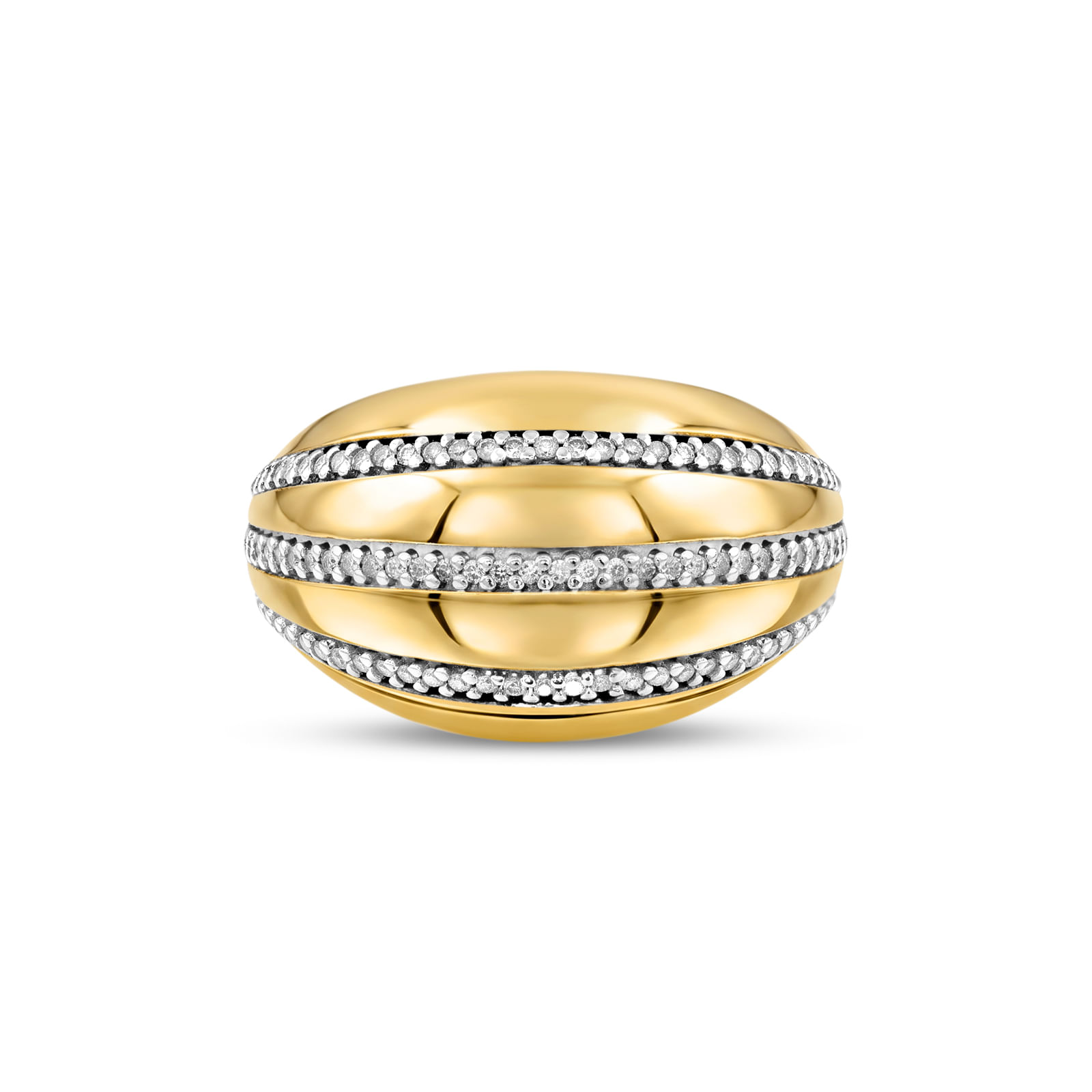Anel Mykonos em Prata 925 e Ouro Amarelo 18k com Diamantes 0,35 ct