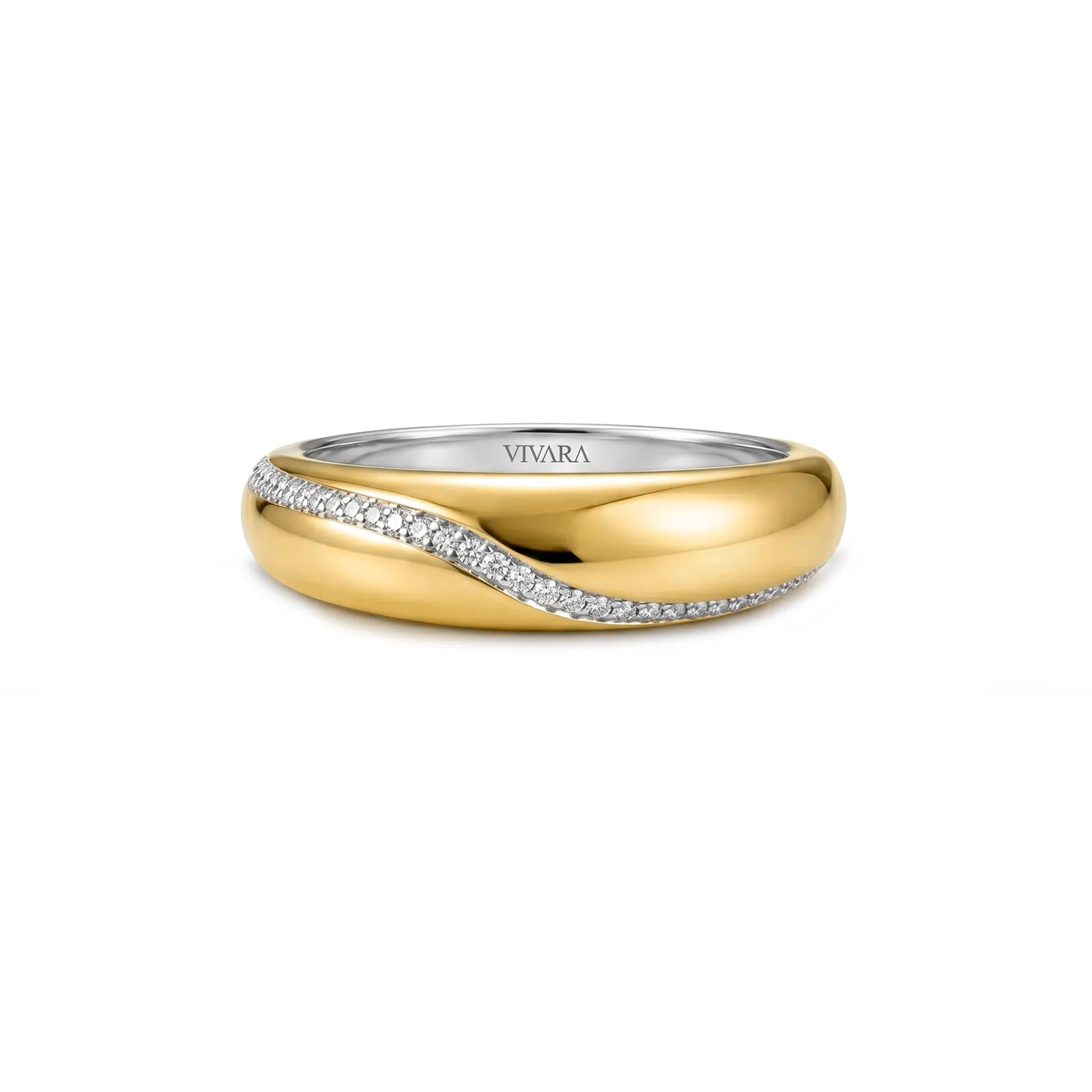Anel Mykonos em Prata 925 e Ouro Amarelo 18k com Diamantes 0,11 ct