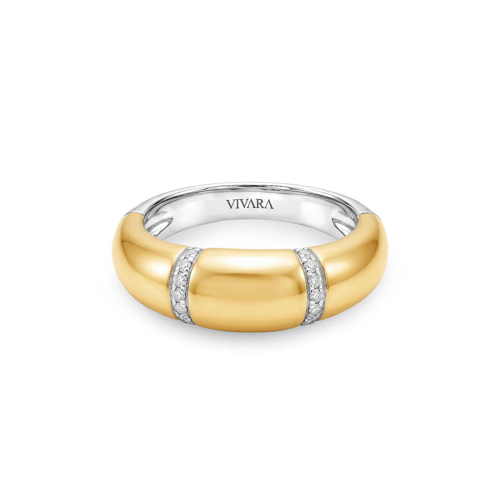 Anel Mykonos em Prata 925 e Ouro Amarelo 18k com Diamantes 0,08 ct