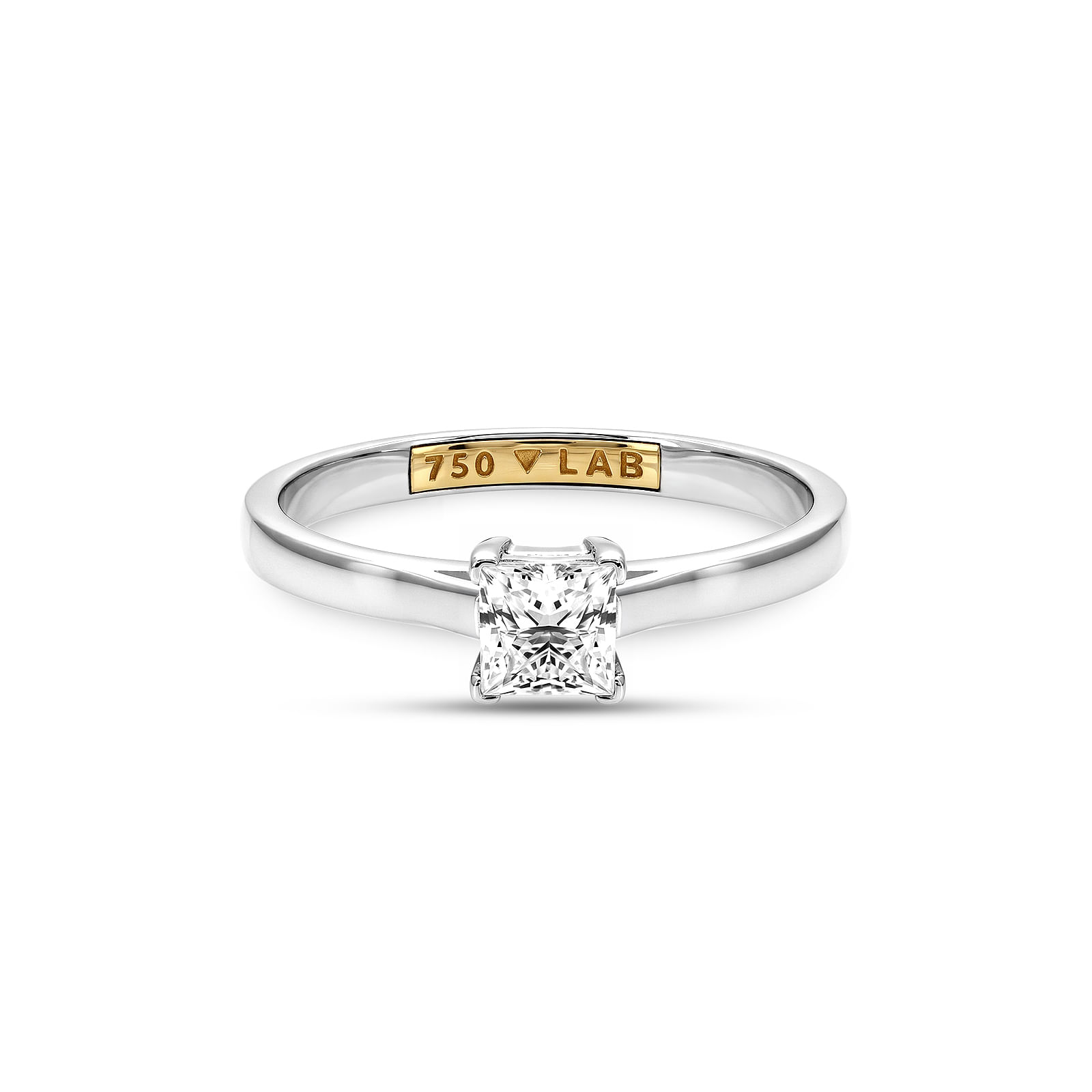 Anel Solitário Cielo em Ouro Branco 18k com Diamante de Laboratório, 0,3ct