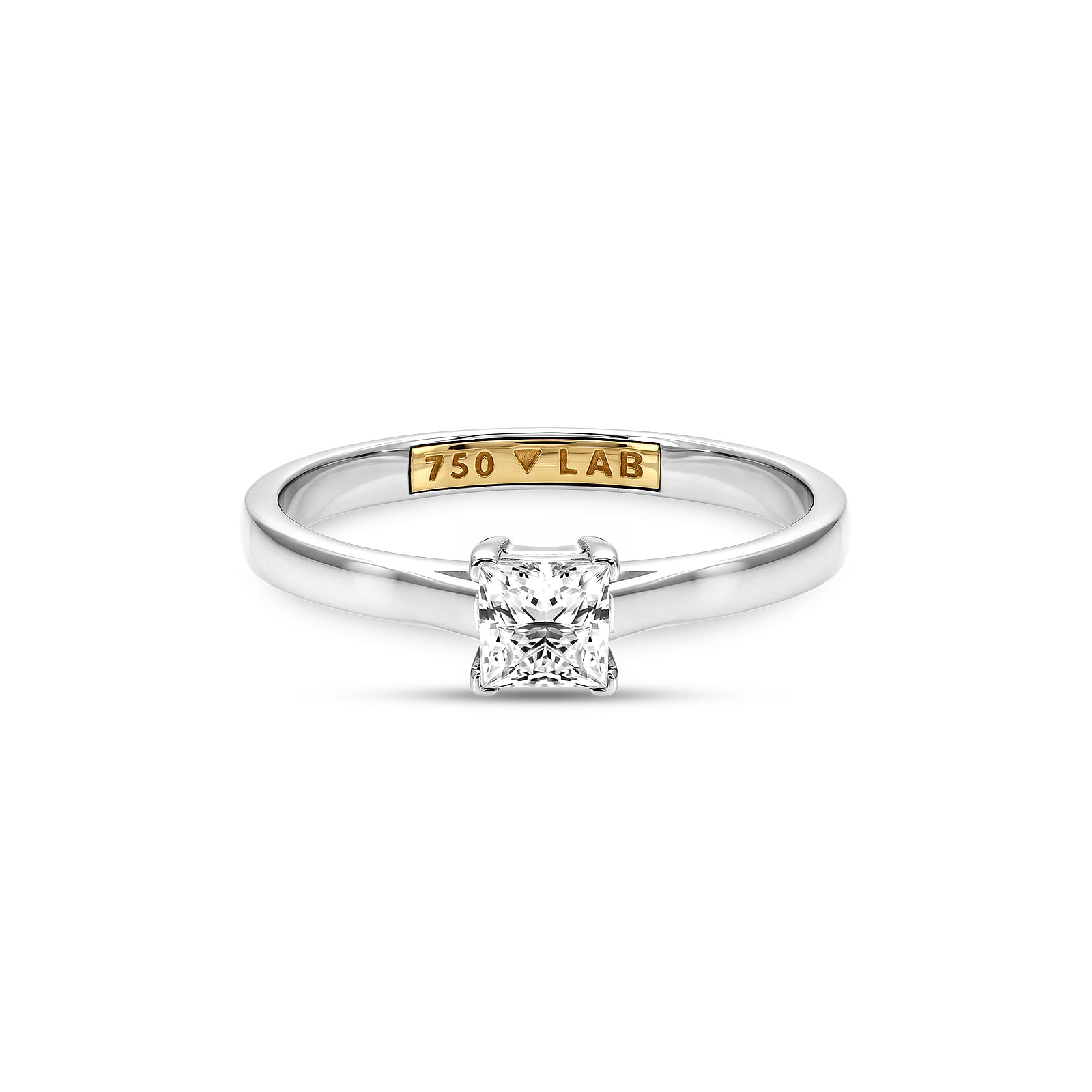 Anel Solitário Cielo em Ouro Branco 18k com Diamante de Laboratório, 0,2ct