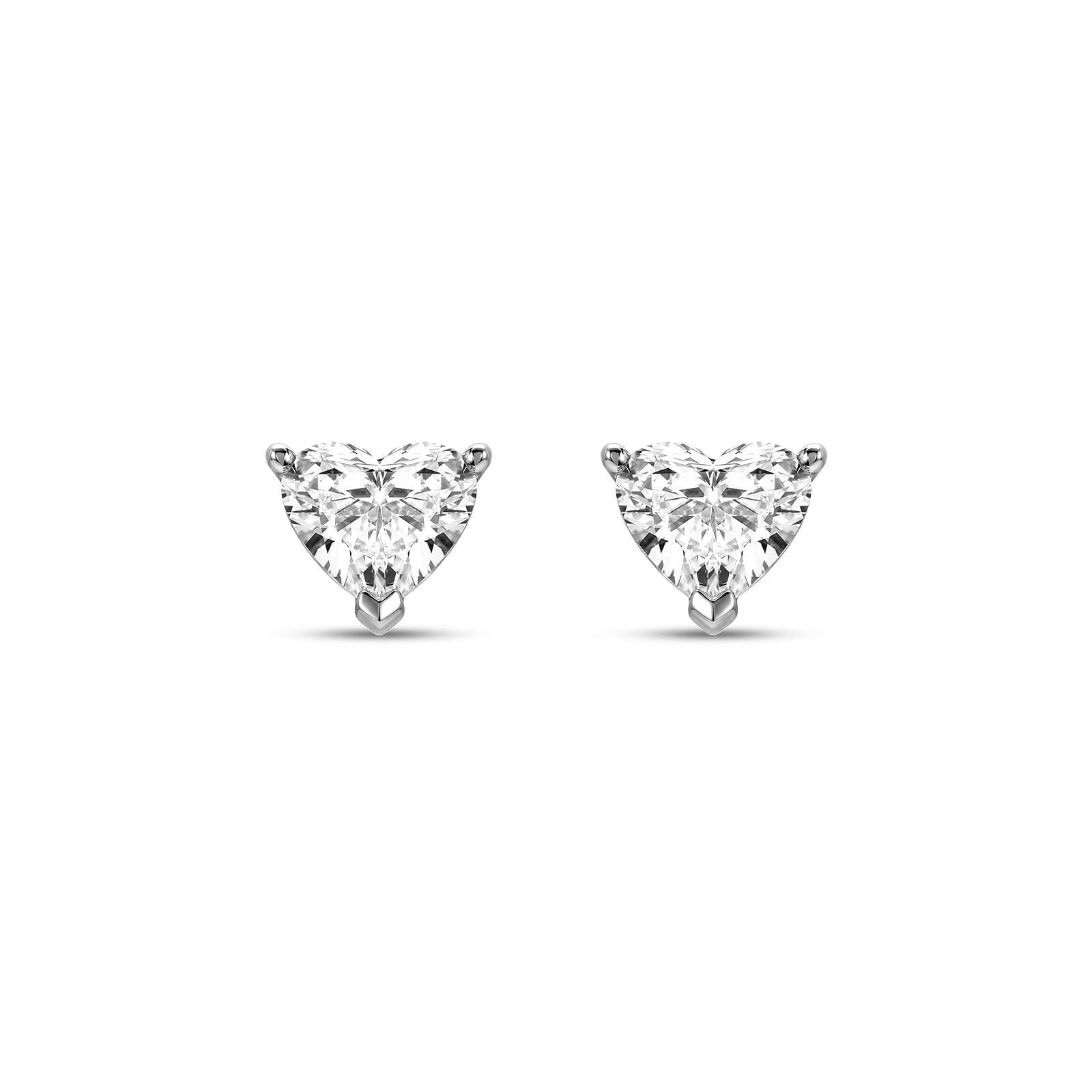 Brinco Solitário Coração Cielo em Ouro Branco 18k com Diamante de Laboratório, 1ct
