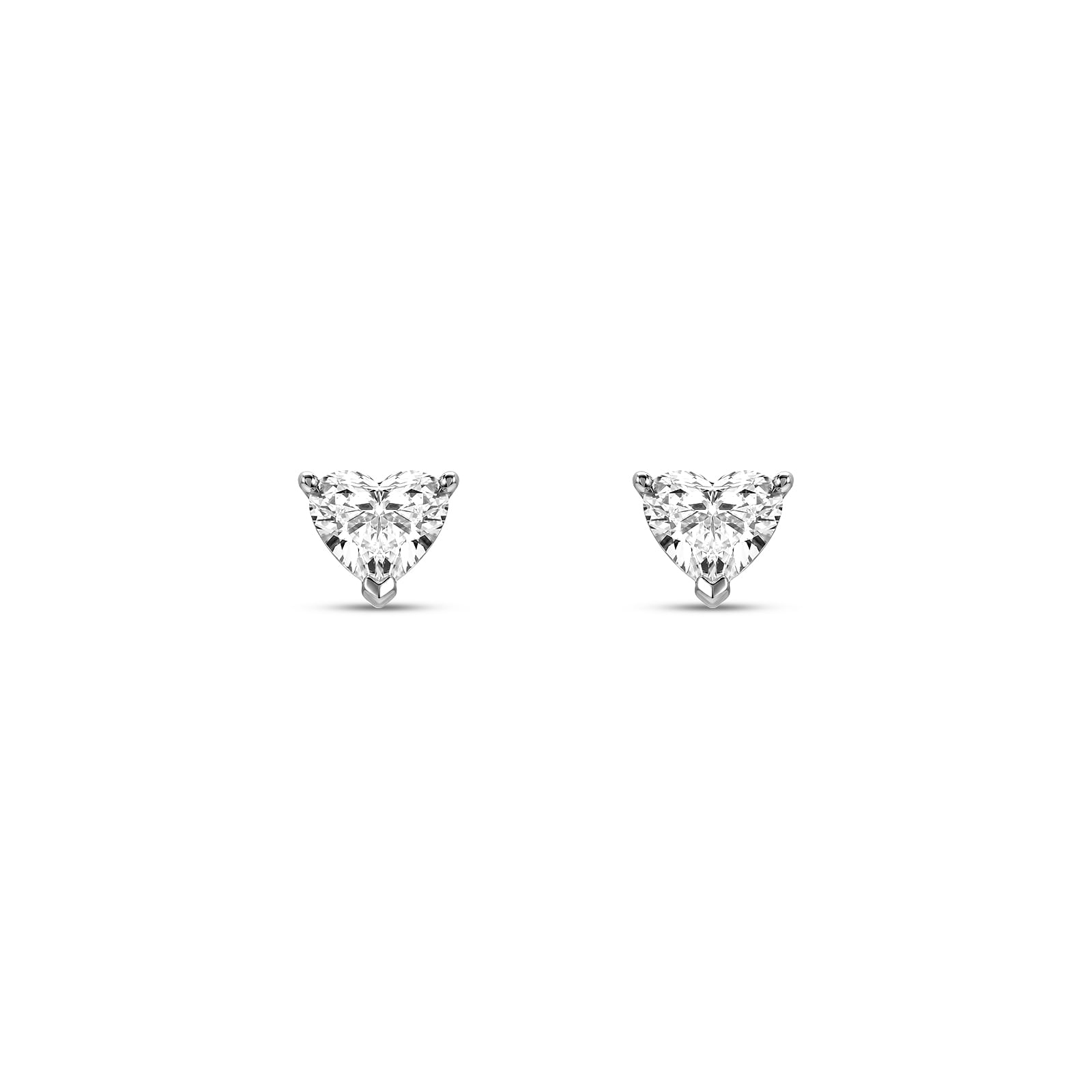 Brinco Solitário Coração Cielo em Ouro Branco 18k com Diamante de Laboratório, 0,4ct