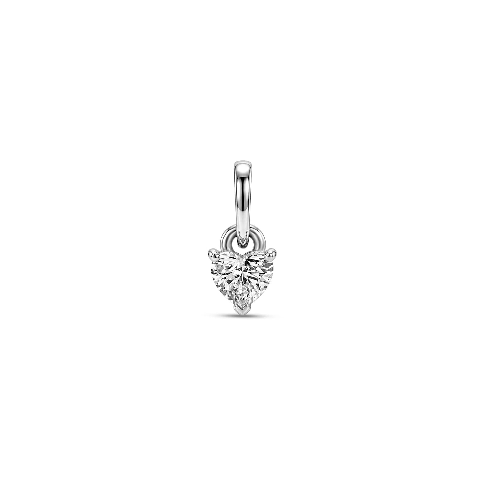 Pingente Solitário Coração Cielo em Ouro Branco 18k com Diamante de Laboratório, 0,2ct
