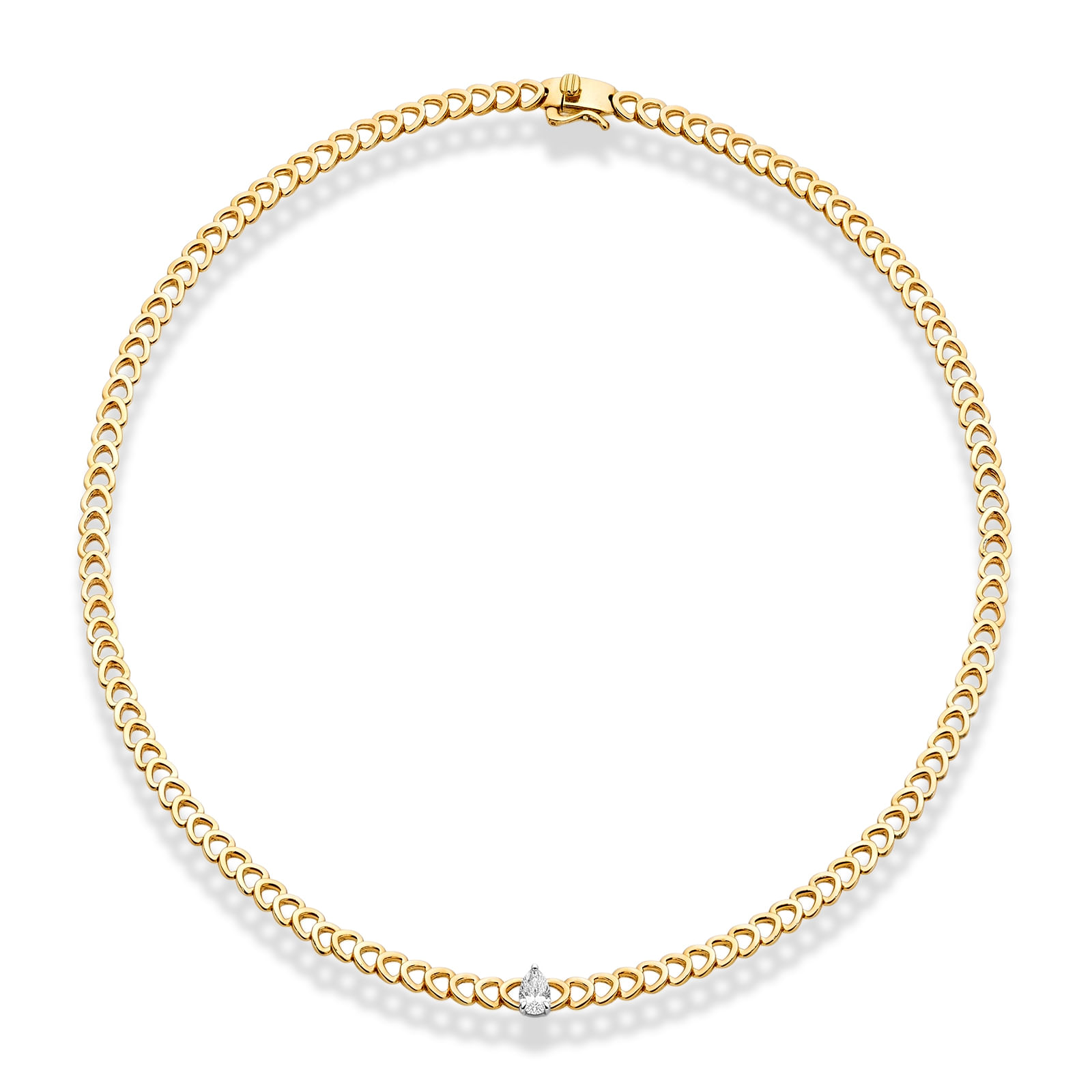 Colar DNA em Ouro Amarelo 18k e Diamante de Laboratorio 0,5ct, 45cm