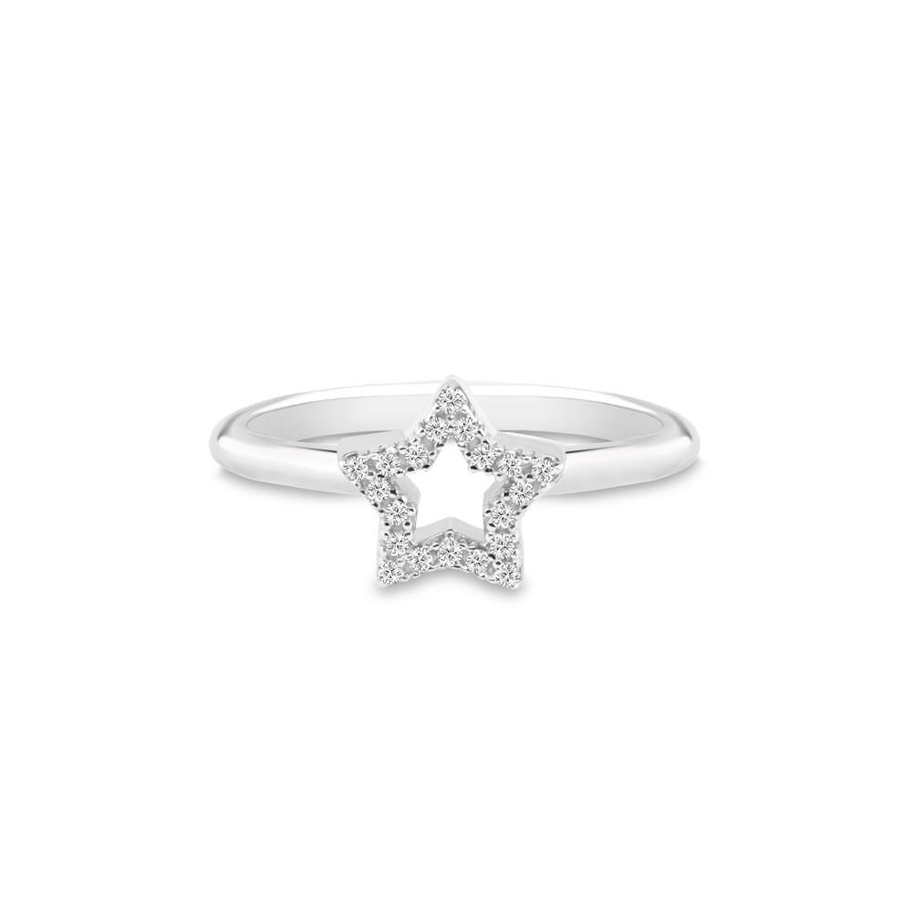 Anel Life Astro Estrela em Prata 925 com Pedras Incolores