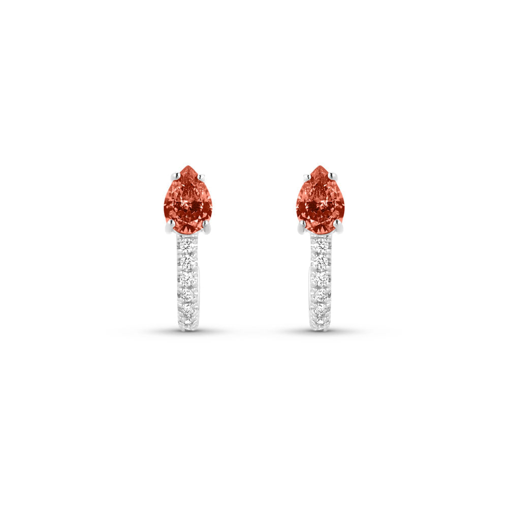 Argola Life Sun em Prata 925 com Pedra Rosa e Incolores, 16 mm