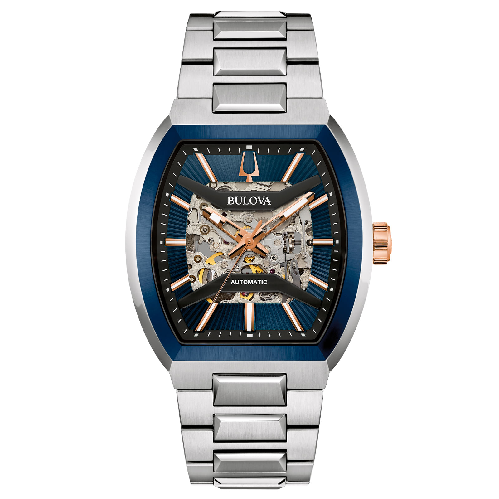 Relógio Bulova Maquina Automático Masculino em Aço Prateado 98A319
