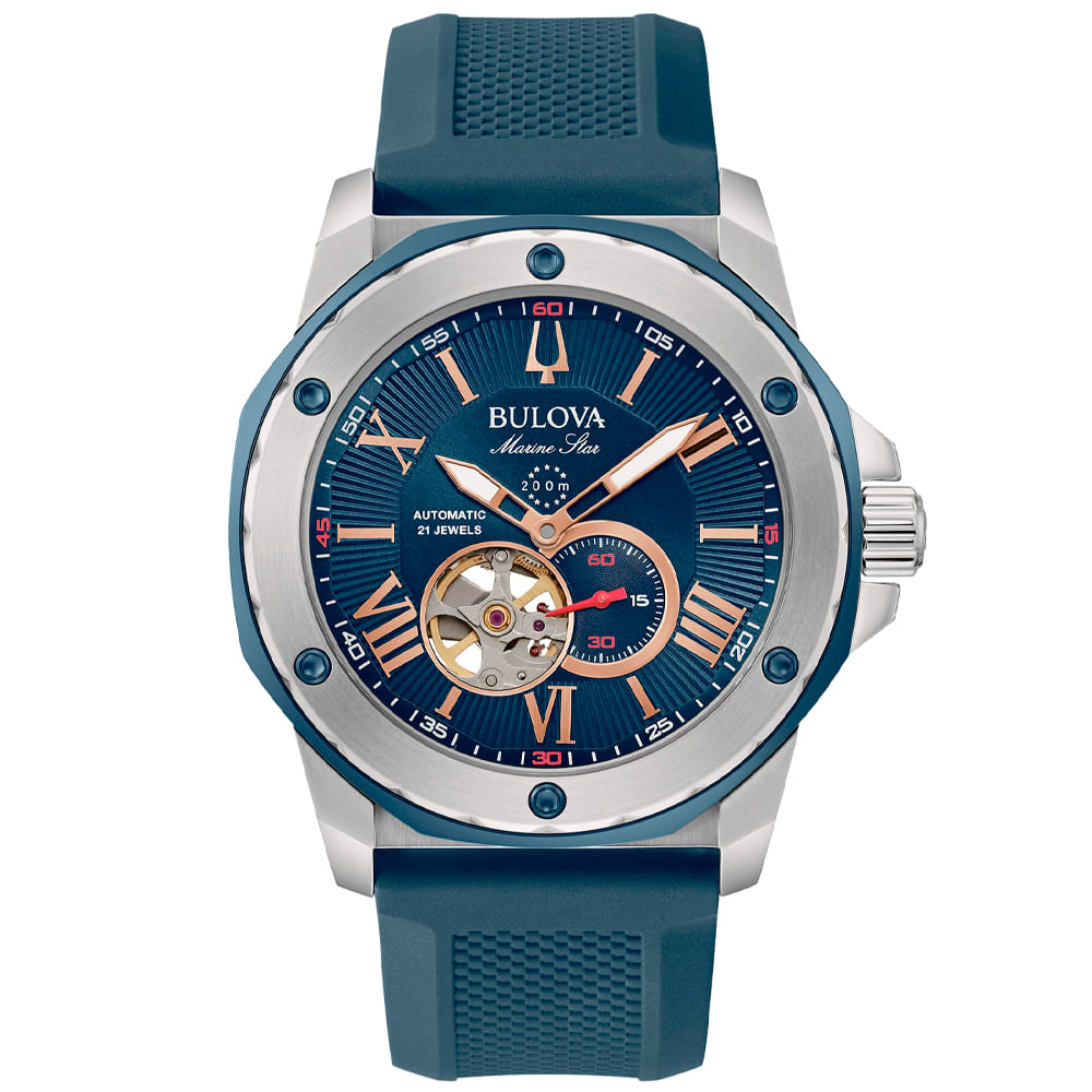 Relógio Bulova Prestige Masculino em Silicone Azul 98A282
