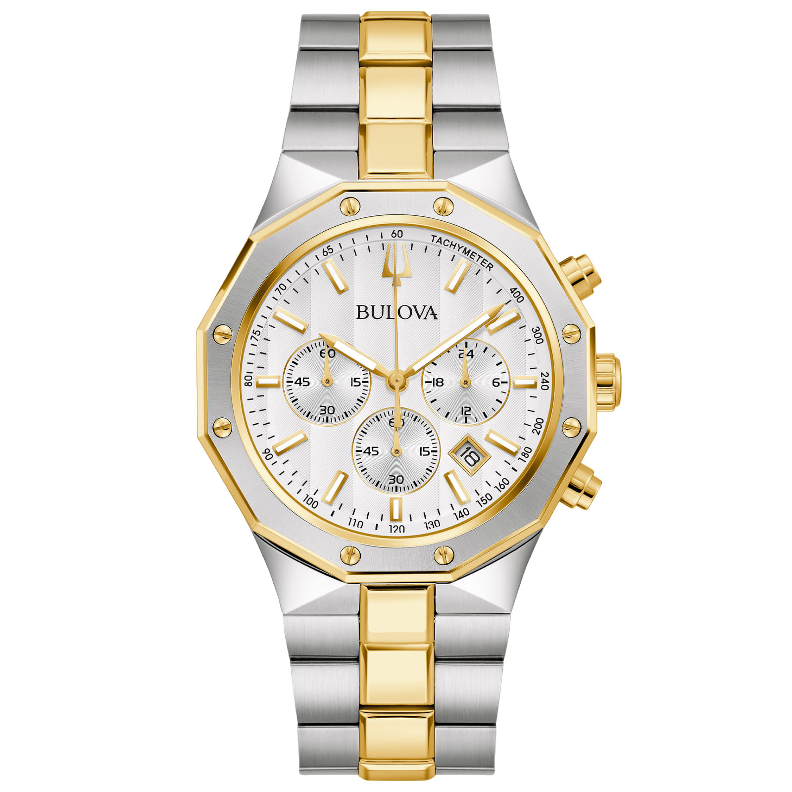 Relógio Bulova Prestige Masculino em Aço Prateado e Dourado 98B450