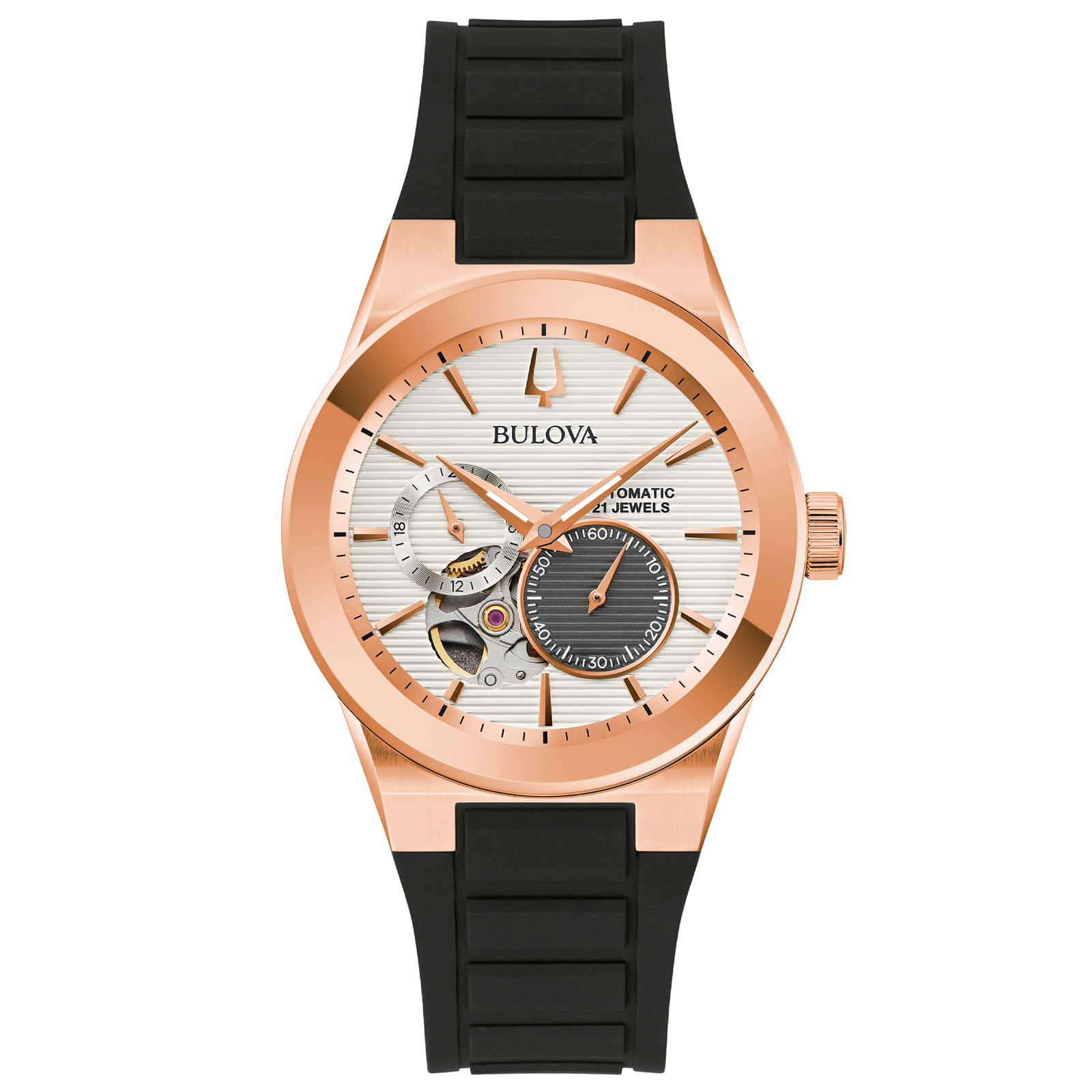Relógio Bulova Futuro Automático Masculino em Silicone Preto 97A186N