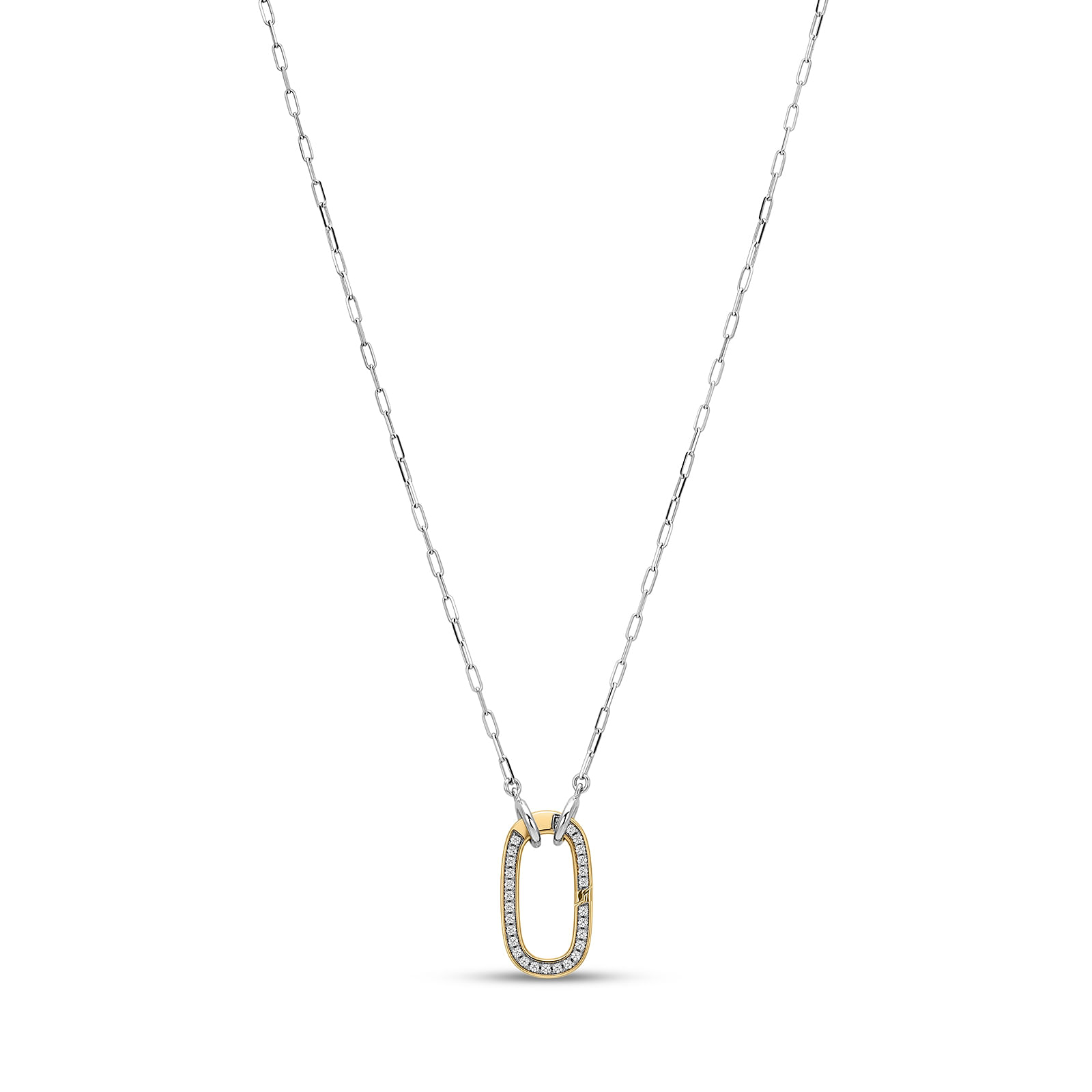 Colar Life Intenção em Prata 925 com Banho de Ouro Amarelo 18k e Zircônia Incolor, 50cm