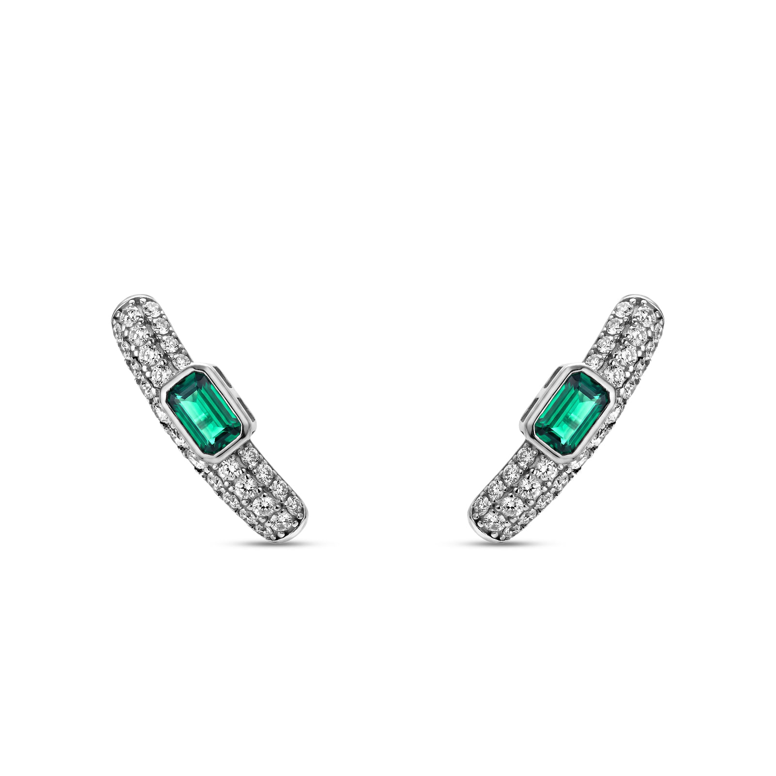 Argola Life Intenção em Prata 925 com Zircônia Verde e Incolor