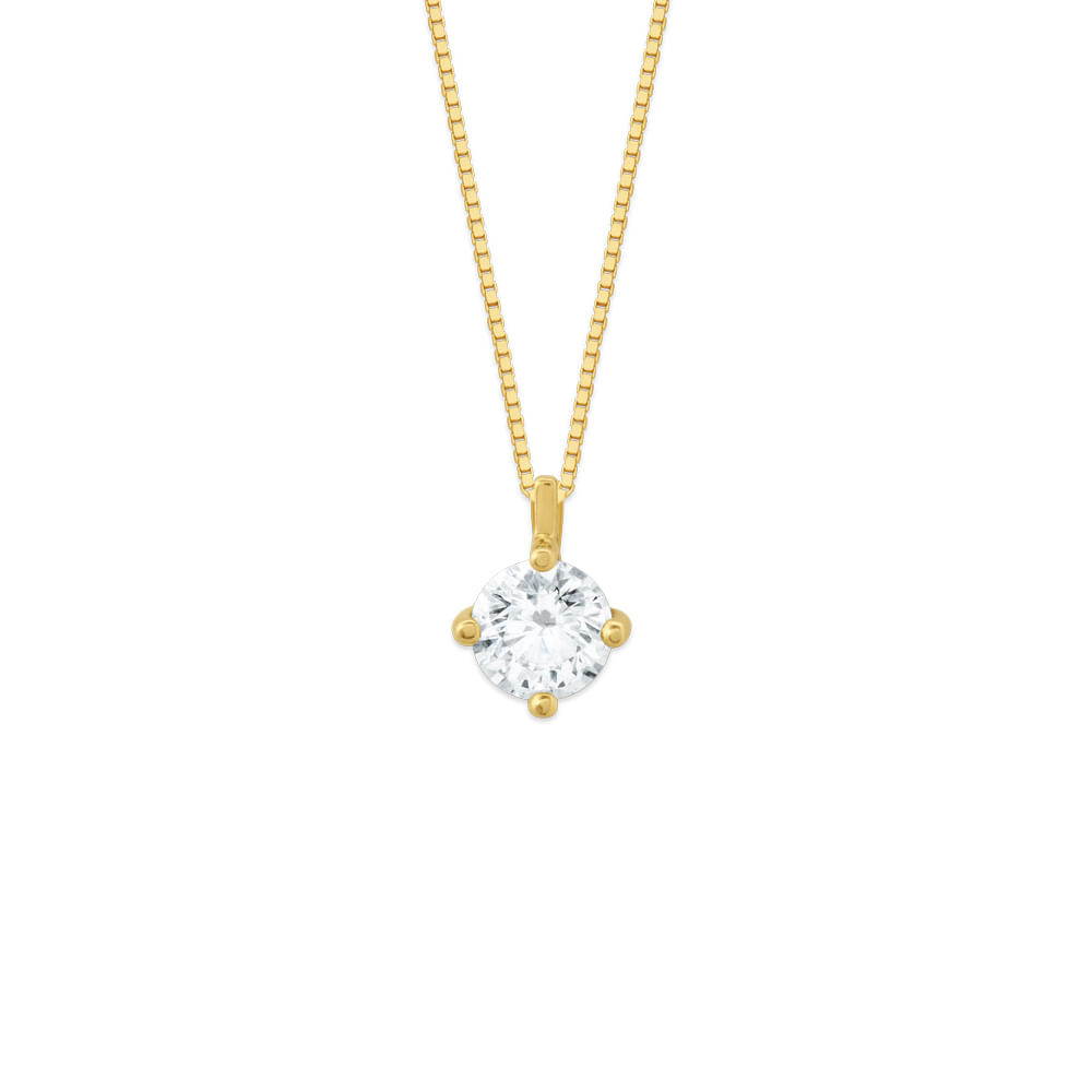 Pingente Solitário em Ouro Amarelo 18k com Diamante 0,50 ct, 8.5mm