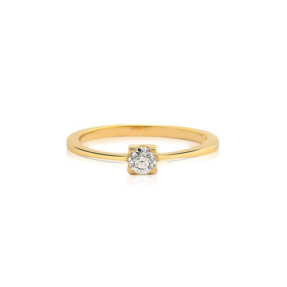 Anel Solitário Forever em Ouro Amarelo 18k com Diamante 0,20 ct
