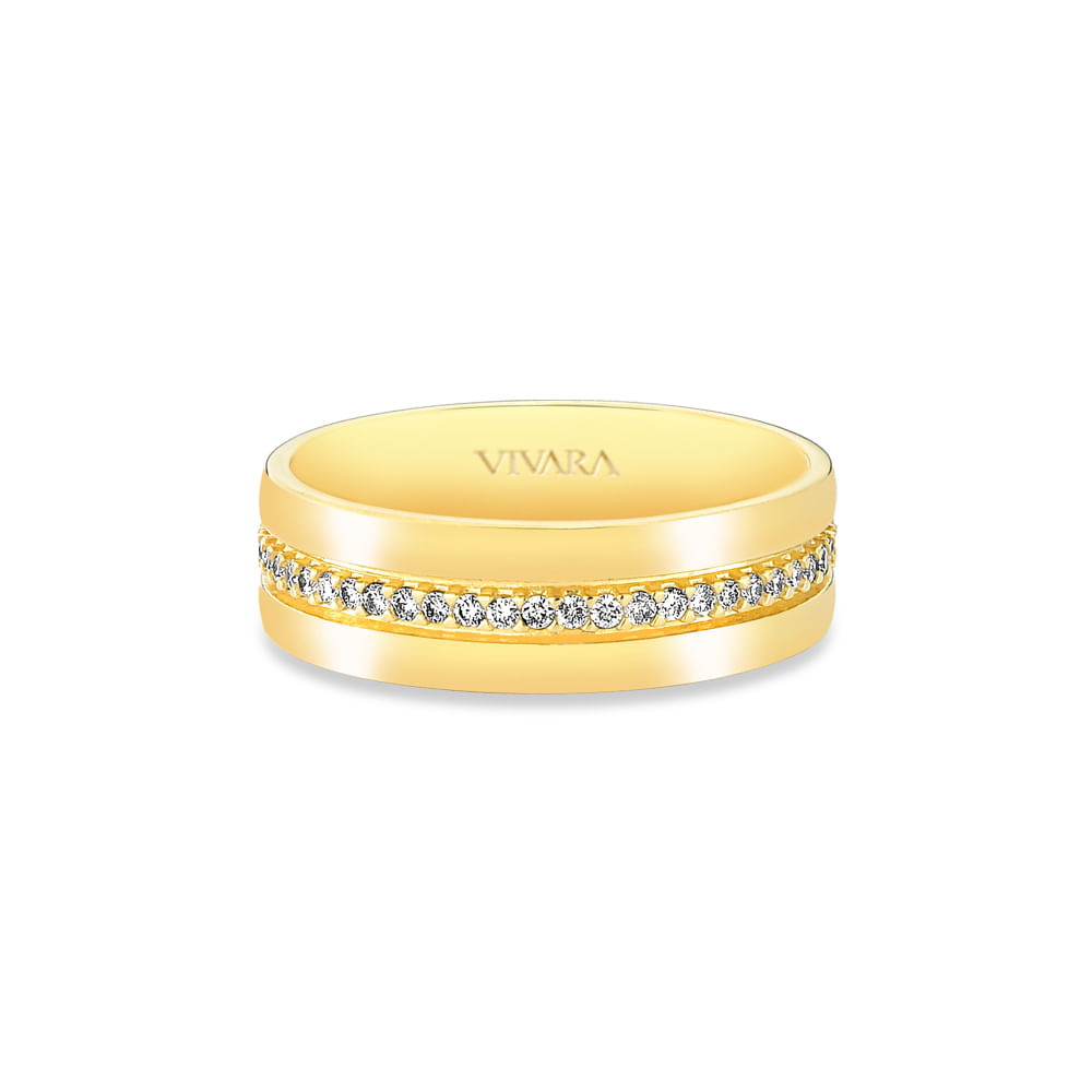 Aliança Love Me em Ouro Amarelo 18k com Diamantes, 7mm