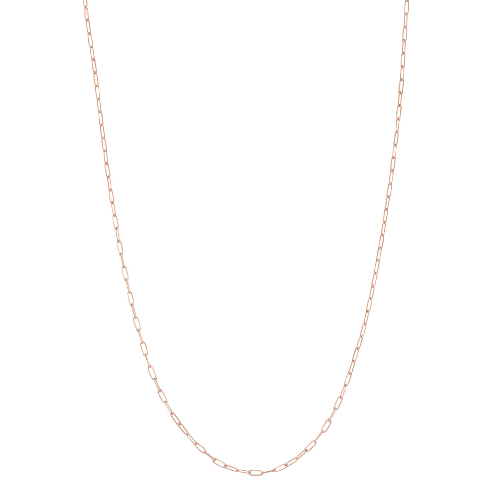 Corrente Life Cadeado em Prata 925 com Banho de Ouro Rosé 18k, 50cm