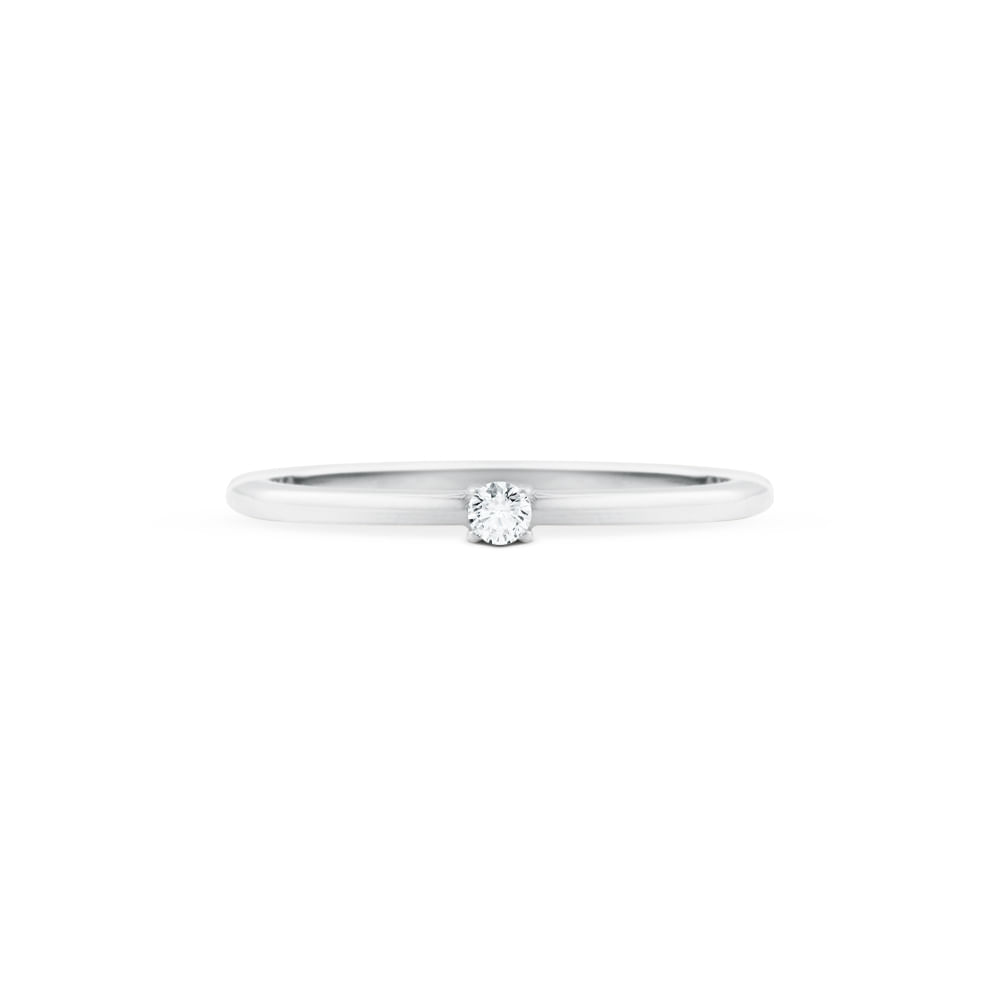 Anel Solitário Classic em Ouro Branco 18k com Diamante 0,05 ct