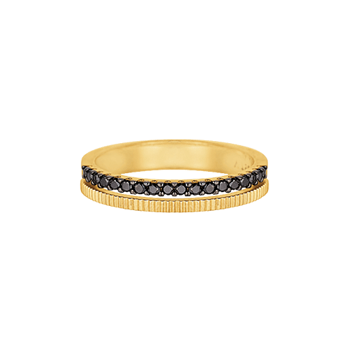 Anel Simetria em Ouro Amarelo 18k com Diamantes Negros