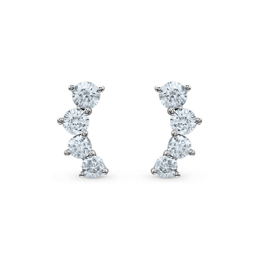 Brinco Ear Cuff em Ouro Branco 18k com Diamantes