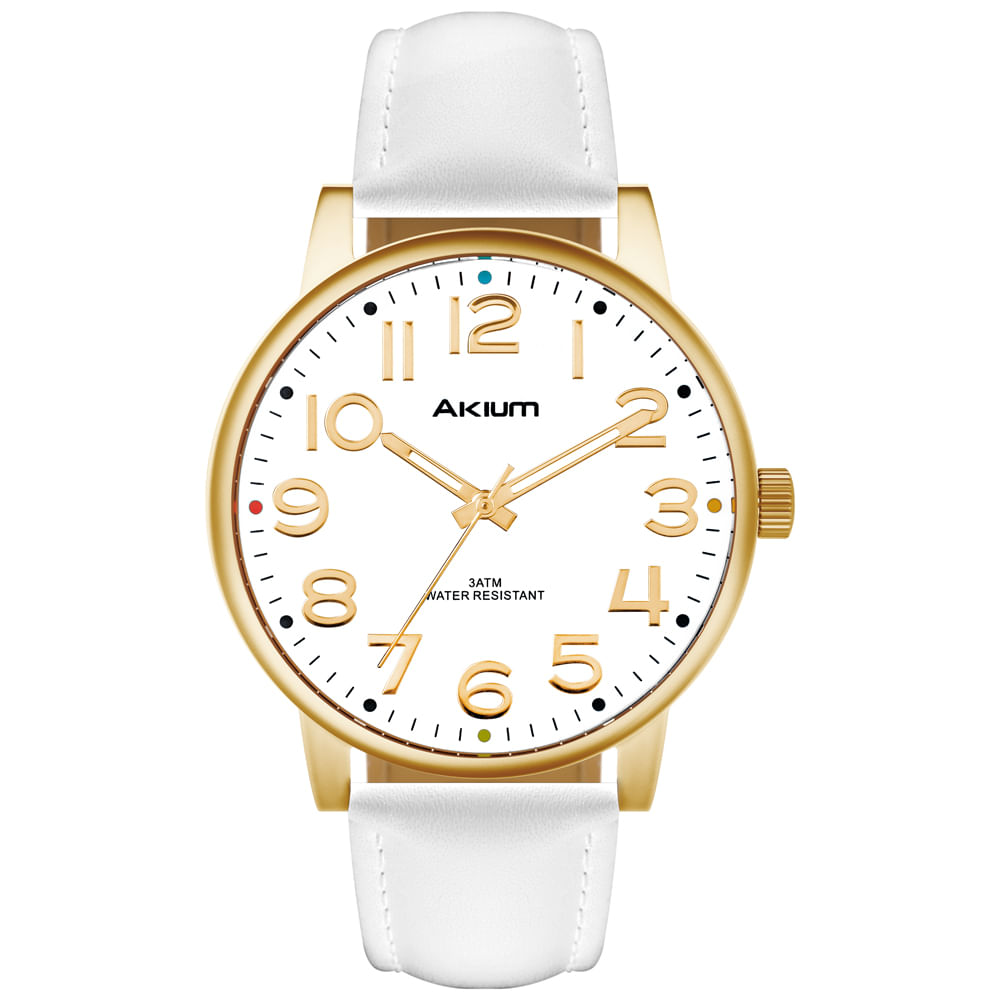 Relógio Akium Masculino Couro Branco TMG7038N1D 03 ATM