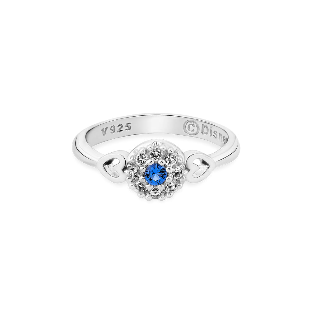 Anel Life Princesas Cinderela em Prata 925 com Pedras Azul e Incolores