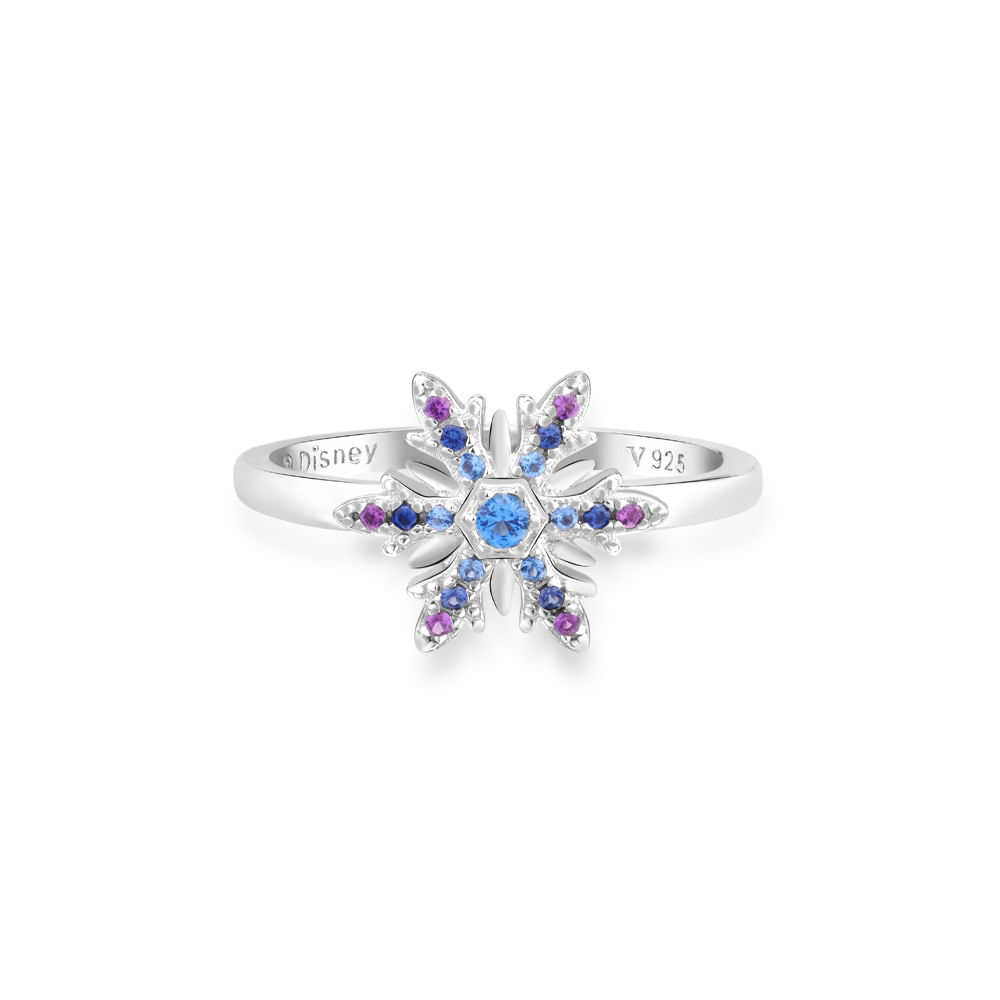 Anel Life Frozen Floco de Neve em Prata 925 com Pedras Azuis e Roxas