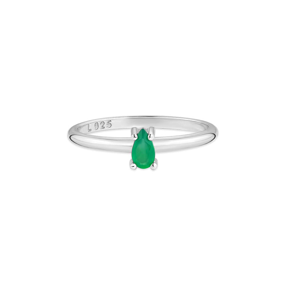 Anel Life Unique em Prata 925 com Ágata Verde