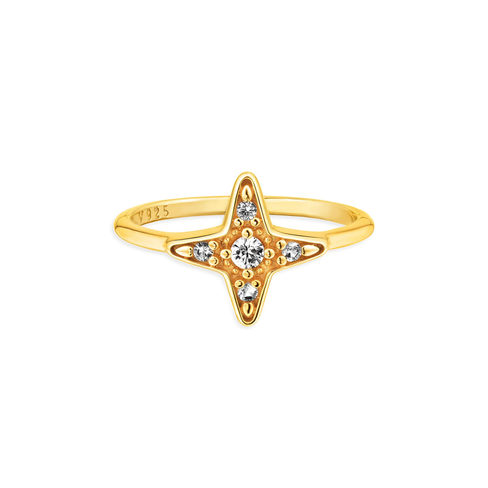 Anel Life Signature Estrela com Banho de Ouro Amarelo