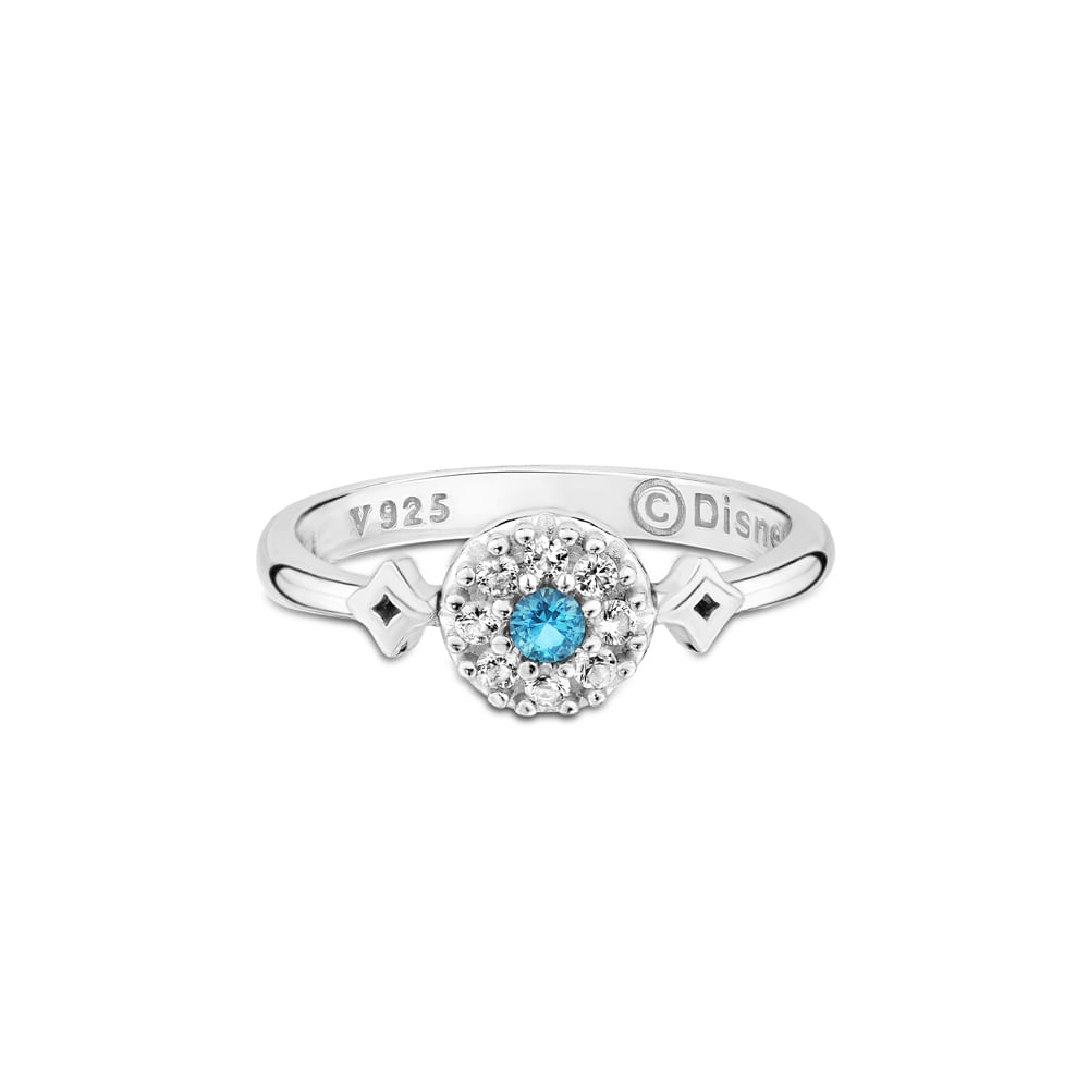 Anel Life Princesas Jasmine em Prata 925 com Pedras Azul e Incolores