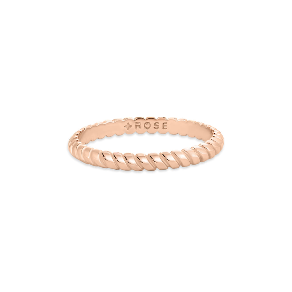 Anel Life Textura em Liga Rosé com Banho de Ouro Rosé 18k