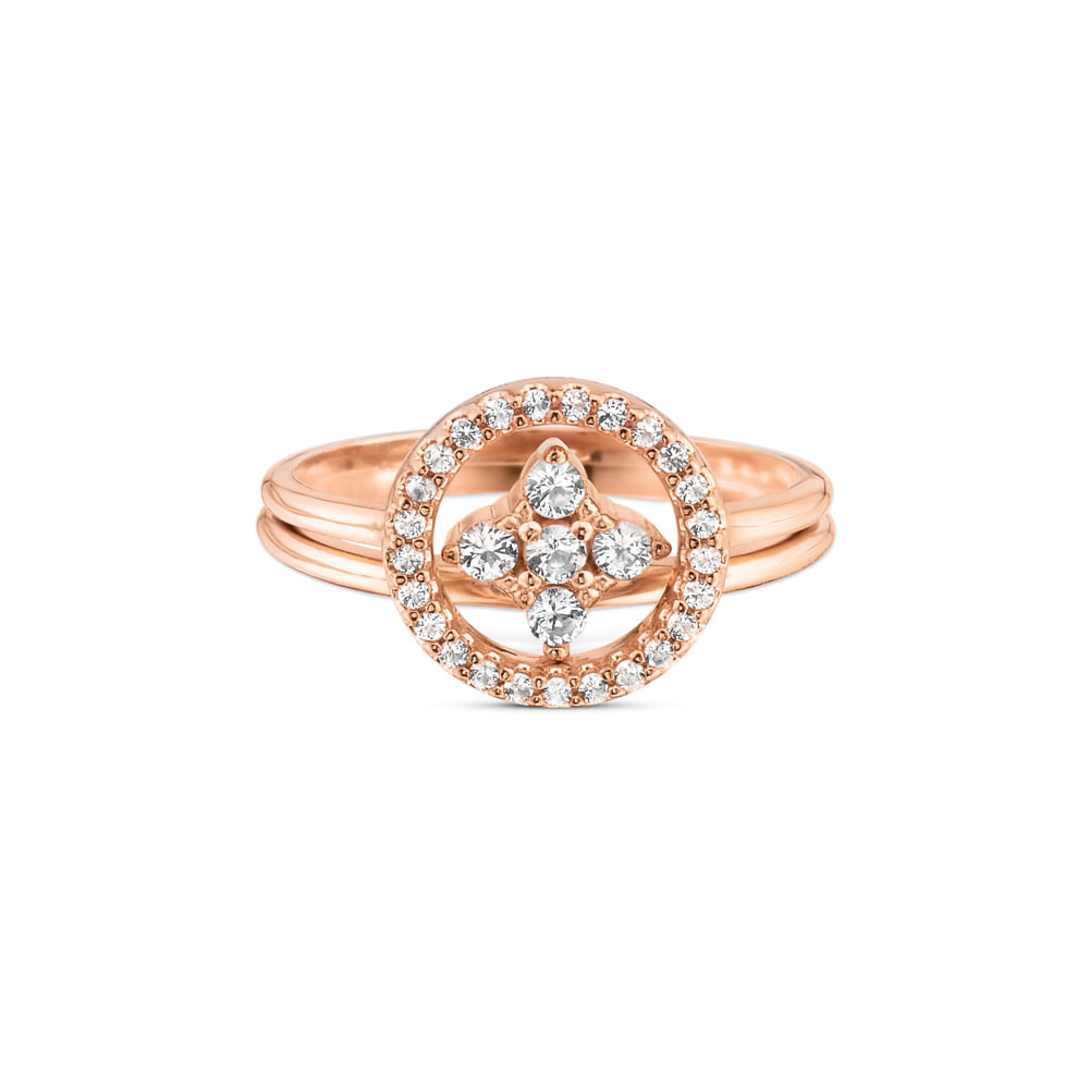 Anel Life You and Me em Liga Rosé com Banho de Ouro Rosé 18k e Pedras Incolores