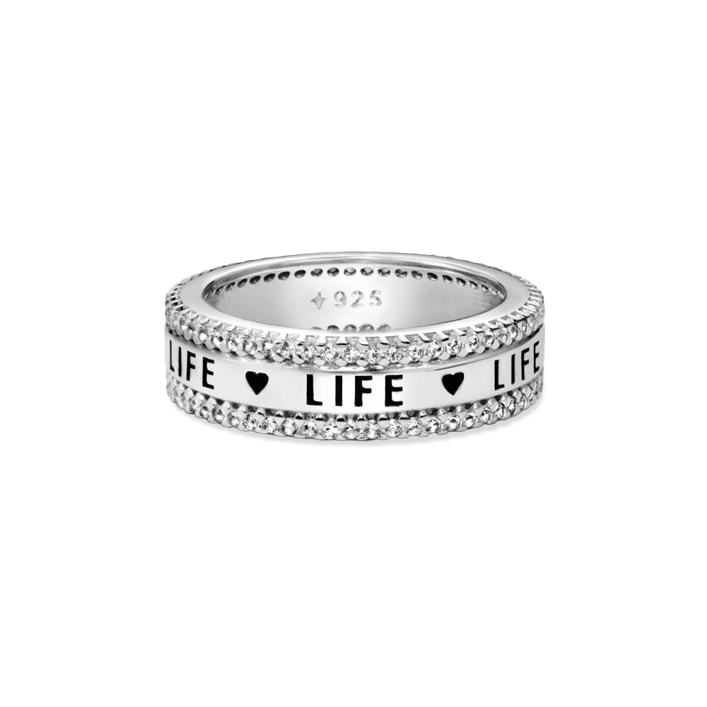 Anel Lifemania Triplo em Prata 925 com Pedras Incolores