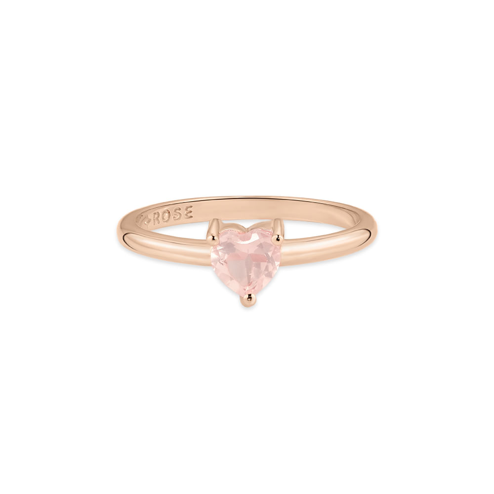 Anel Life Unique em Liga Rosé com Banho de Ouro Rosé 18k e Quartzo Rosa