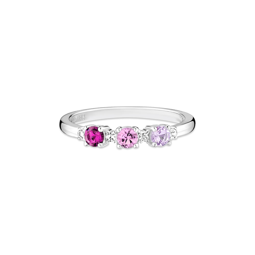 Anel Life Ocean em Prata 925 com Pedras Rosas e Incolores