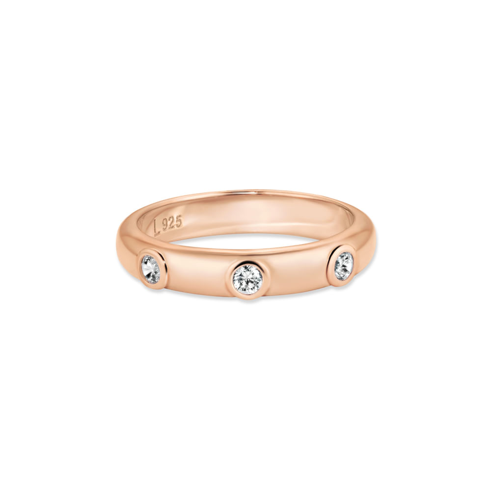 Anel Life Joyful em Liga Rosé com Banho de Ouro Rosé 18k e Pedras Incolores