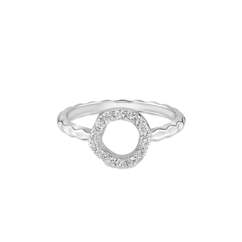 Anel Life Snow Redondo em Prata 925 e Pedras Incolores