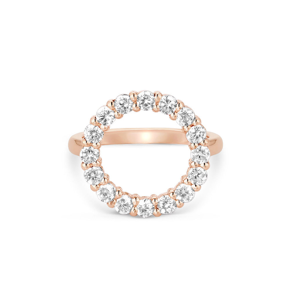 Anel Life Intense em Liga Rosé com Banho de Ouro Rosé 18k e Pedras Incolores