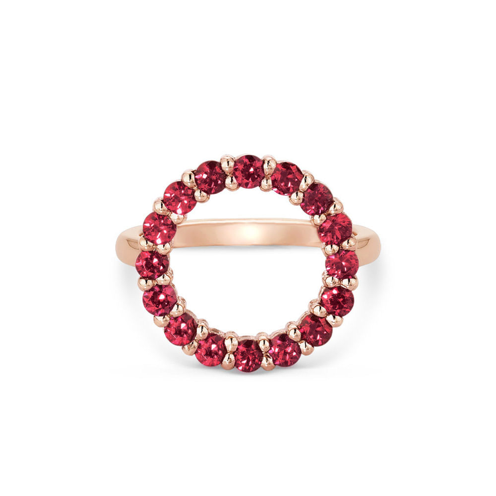 Anel Life Intense em Liga Rosé com Banho de Ouro Rosé 18k e Pedras Vinho