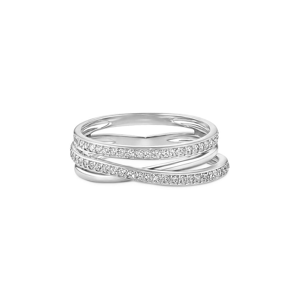 Anel Life Maxi Ondas em Prata 925 com Pedras Incolores, 7.3mm