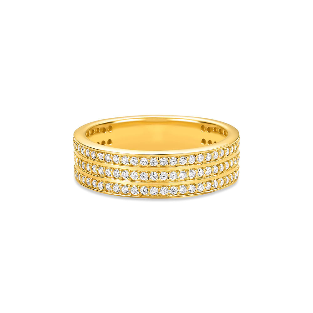 Anel Life Maxi I em Prata 925 com Banho de Ouro Amarelo 18k e Pedras Incolores