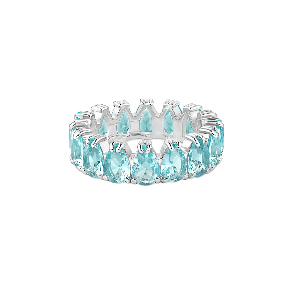 Anel Life Royal Prata Cristal Azul