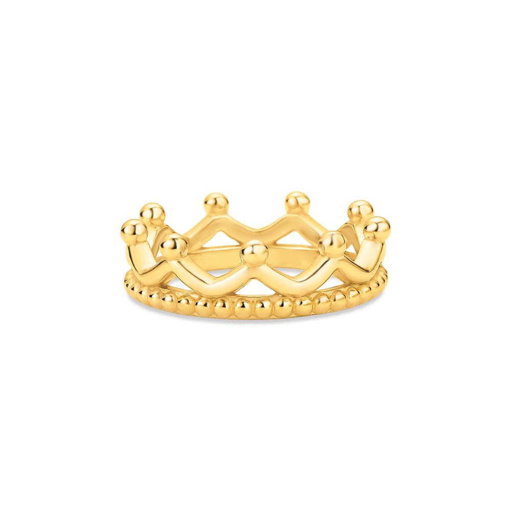 Anel Life Coroa em Prata 925 com Banho de Ouro Amarelo 18k
