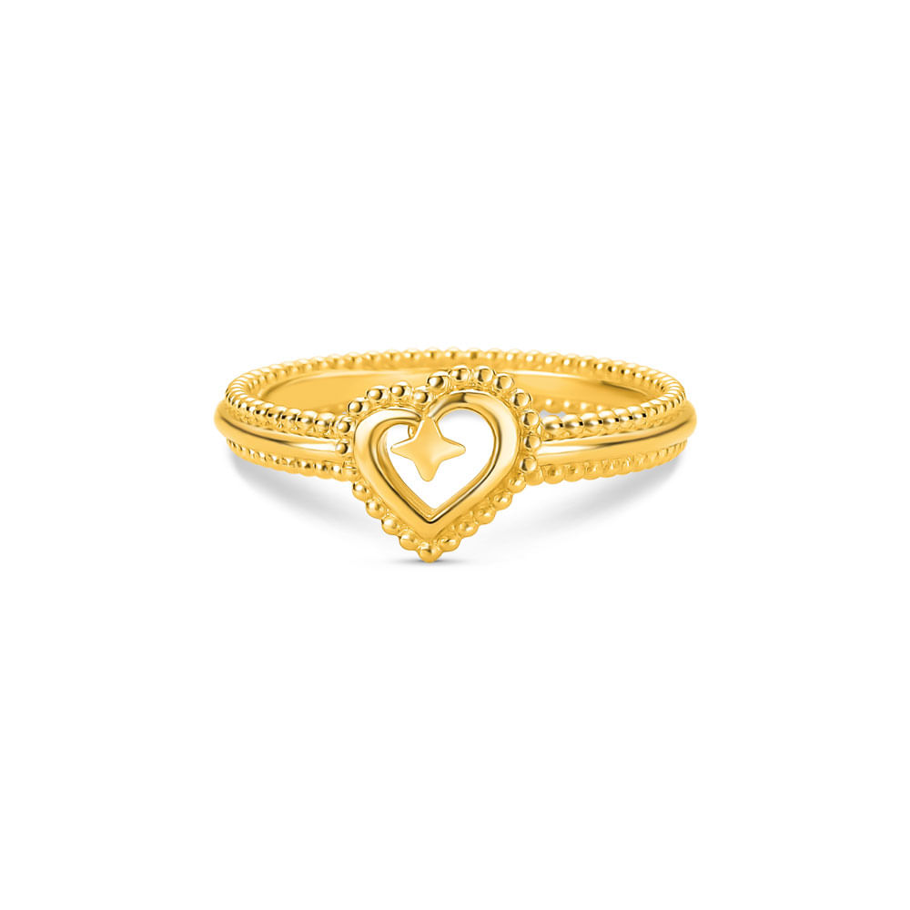 Anel Life Love III Coração em Prata 925 com Banho de Ouro Amarelo 18k